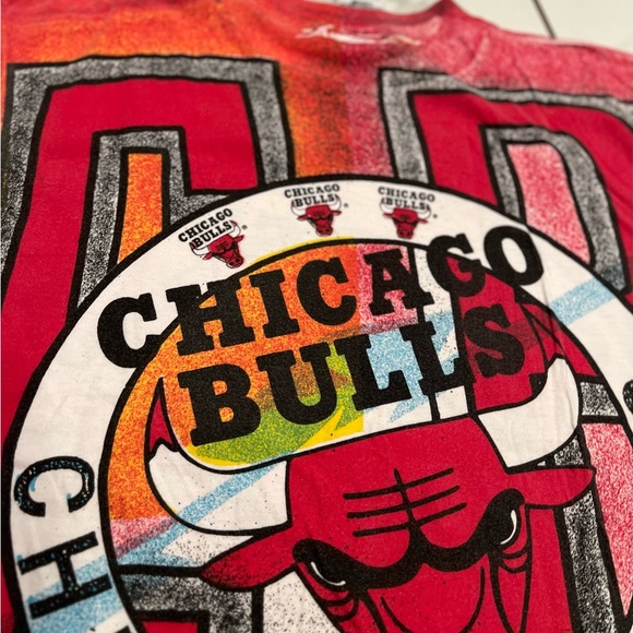 Rare Vintage MAGIC JOHNSON Chicago Bulls CB All Over Print T Shirt 90s Size L - Picture 2 of 11
